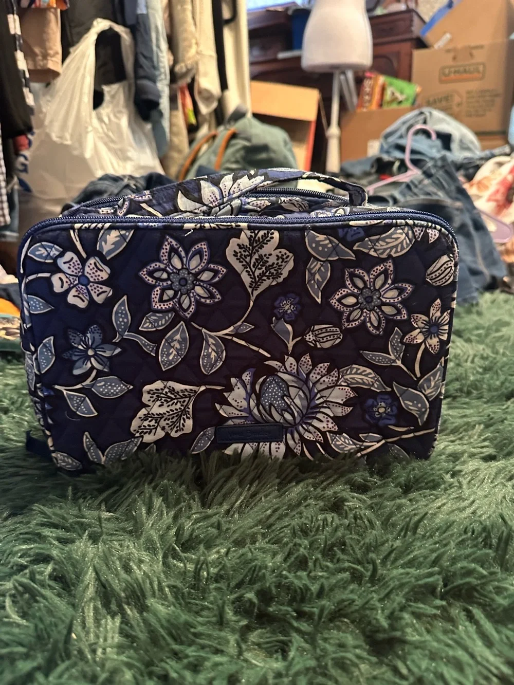 Vera Bradley Falling Flowers Deluxe Travel Organizer Cosmetic Case